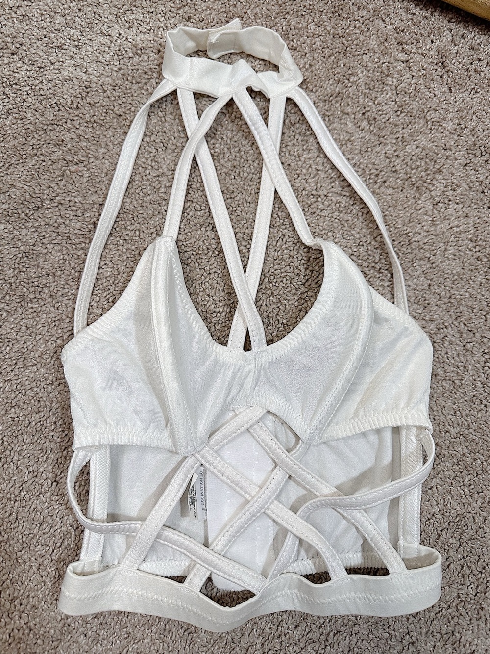 Vintage Shirley Of Hollywood Bondage Corset Strappy Halter Back Top Size Small